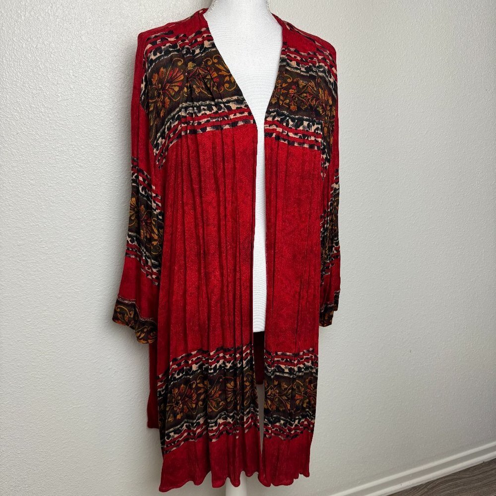 VTG Sharon Anthony Cardigan Open Front Red Top Womens Plus Size 2x - 3X